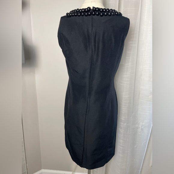 NWT Talbots Size 8P Petites Black Sleeveless Shift Dress Embellished Neckline - Picture 2 of 10